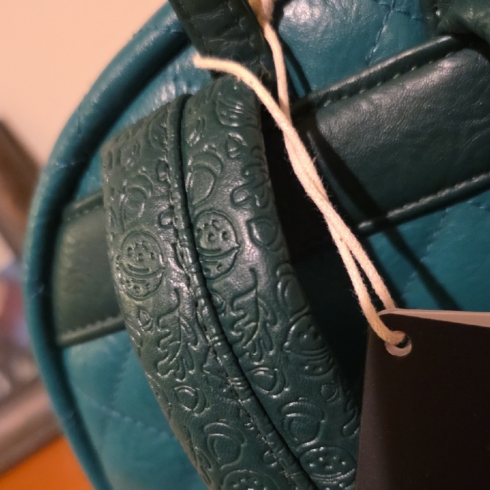 Loungefly Teal Quilted Backpack with Gold Accents - Picture 3 of 11